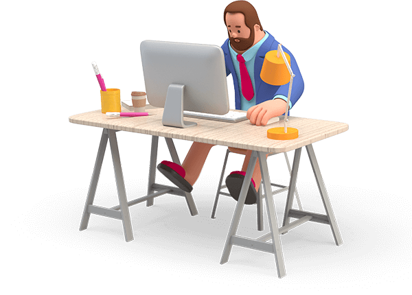 Tech Innovista - work stay at home illustration man with computer 6VFUTBK 1